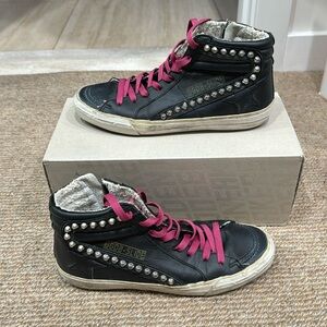 Golden Goose Classic Black Leather Slide Sneakers